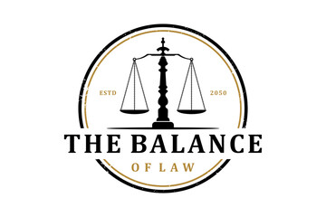 Rustic Justice scale stamp for attorney logo
