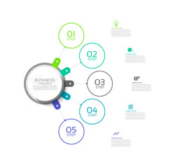 Obraz premium Business infographic abstract background template circle colorful with 5 step