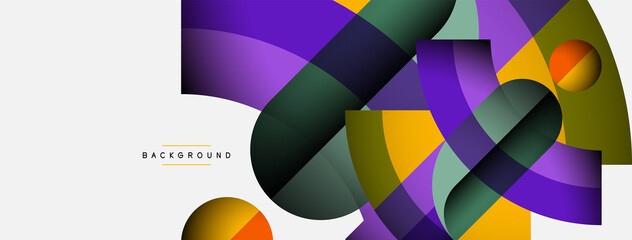Fototapeta premium Geometric abstract background. Round shapes, circles, lines composition for wallpaper banner background or landing page