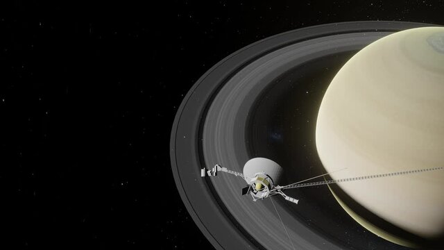 Voyager Spacecraft Approaching Planet Saturn