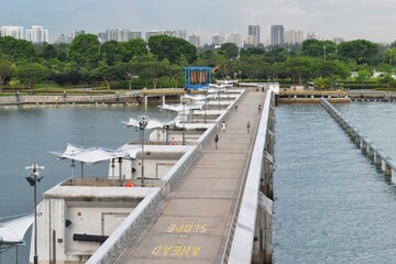 Singapore City, SINGAPORE : 22 November 2019 : The bridge holds the press gates that control water...