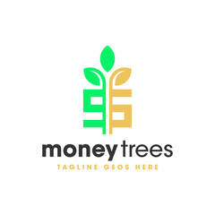 money tree symbol illustration logo design