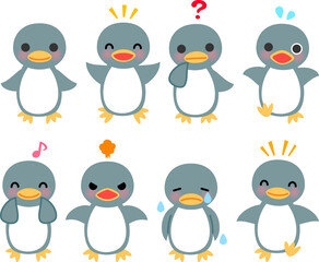 ペンギンのキャラクターのイラストセット