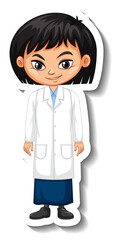 Scientist girl cartoon character sticker