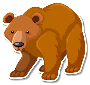 Grizzly bear animal cartoon sticker
