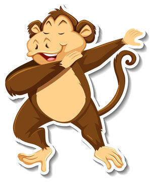 Monkey dancing animal cartoon sticker
