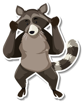 A raccoon dancing animal cartoon sticker