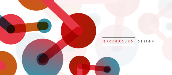 Line points connections geometric abstract background. Circles connected by lines. Trendy techno business template for wallpaper, banner, background or landing