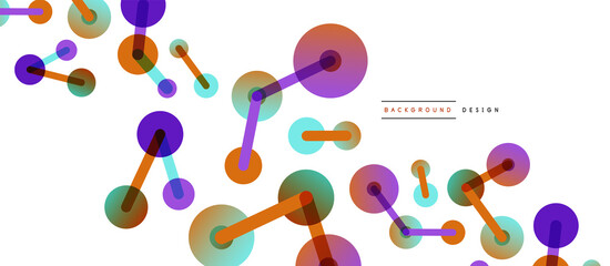 Abstract background. Round dots connected by lines. Trendy techno business template for wallpaper, banner, background or landing