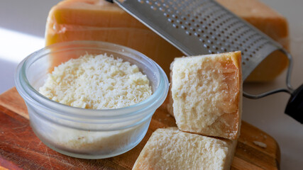 Cheese shreds with shredder