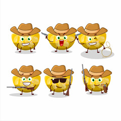 Cool cowboy orange gummy candy cartoon character with a cute hat