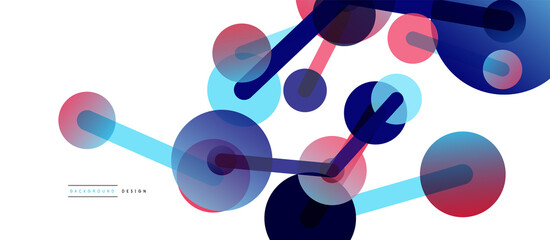 Line points connections geometric abstract background. Circles connected by lines. Trendy techno business template for wallpaper, banner, background or landing