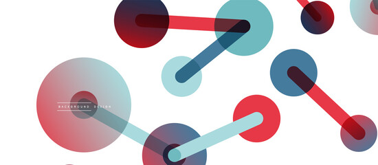 Line points connections geometric abstract background. Circles connected by lines. Trendy techno business template for wallpaper, banner, background or landing