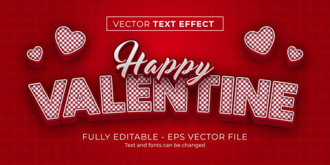 Valentine's day 3d text style effect. editable illustrator text style