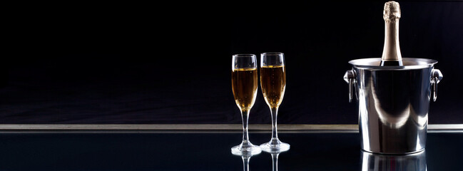 New years eve celebration background with champagne