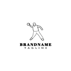 discus thrower logo cartoon icon design template black isolated vector illustration