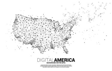 Vector United States map from Polygon dot connect line. Concept for America digital network connection.