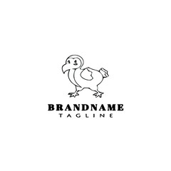 Fototapeta na wymiar dodo bird cartoon logo template icon design black isolated vector