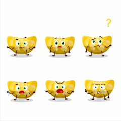 Cartoon character of orange gummy candy with what expression