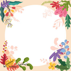 Fototapeta na wymiar Circle Spring Flower Floral Plant Frame Card Vector Decoration