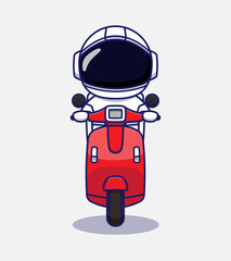 Cute astronaut riding a scooter