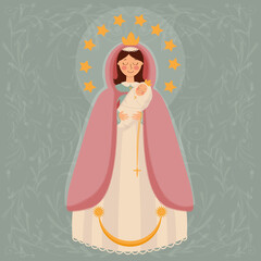 Virgen de la Candelaria. Flat vector illustration.