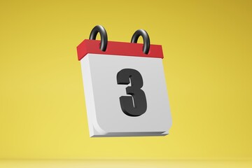 3D Render calendar date day 3