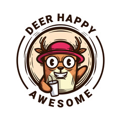 Illustration vector graphic of Deer Happy, good for logo design