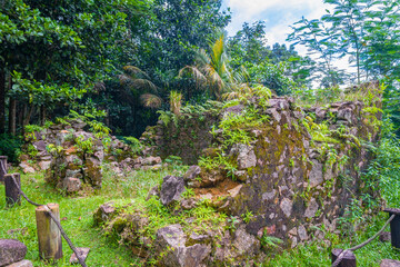 Ruins of a first settlement of slaves on Mahe island in Seychelles