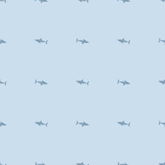 White shark seamless pattern in scandinavian style. Marine animals background. Vector illustration for children funny textile.