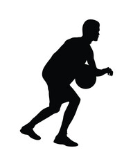 Basketball player in action is flying high.. Player silhouette on white. Sportsman.