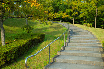 カーブする公園の階段