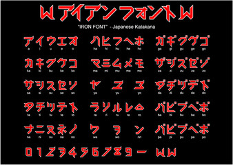 IRON FONT - Japanese alphabet katakana - obrazy, fototapety, plakaty