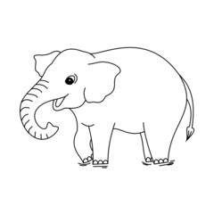 Coloring book template. elephant coloring. Line animal vector element design. Flat Design. EPS10