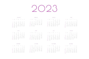 2023 calendar personal planner diary template in classic strict style. Monthly calendar individual schedule minimalism restrained design for business notebook. Week starts on sunday.