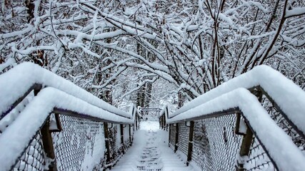 snow covered stairs
