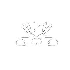 Valentines day card with love hearts and bunny vector illustration