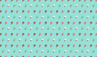 Sweet ice creams cone seamless pattern design. Cute gelato cartoon background illustration vector.