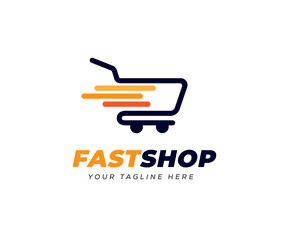 moving fast shopping cart delivery logo icon symbol template illustration inspiration