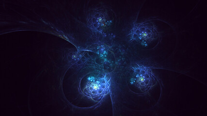 3D rendering abstract blue fractal light background