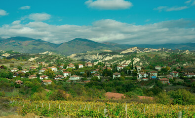 Fototapeta na wymiar View of the village in the Melnik area, Bulgaria