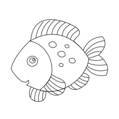 Coloring book template. Cute Fish coloring. Line animal vector element design. Flat Design. EPS10