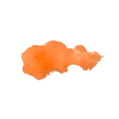Abstract blots on a white background. Watercolor orange spot. Grunge texture for the design of cards and flyers. Model for creating digital brushes. Vector illustration.