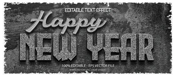 Happy new year editable 3d text effect and use cement background