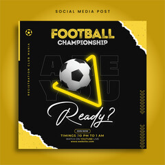 Football championship poster and banner design template- Tournament post layout- Sports training advertising banner or flyer design