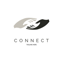 connecting hand logo design template vector for brand or company and other