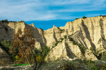 View of Melnik town with sand pyramids, Bulgaria