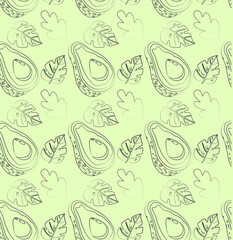 seamless pattern with avocado, vector illustration