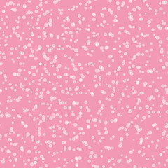 Abstract hand drown polka dots background. Pink dotted seamless pattern with white circles. Template design for invitation, poster, card, flyer, textile, fabric