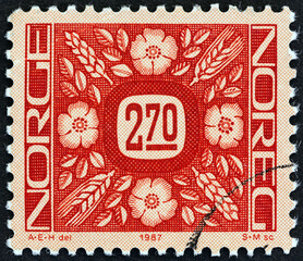 Ornaments and value stamp (Norway 1987)